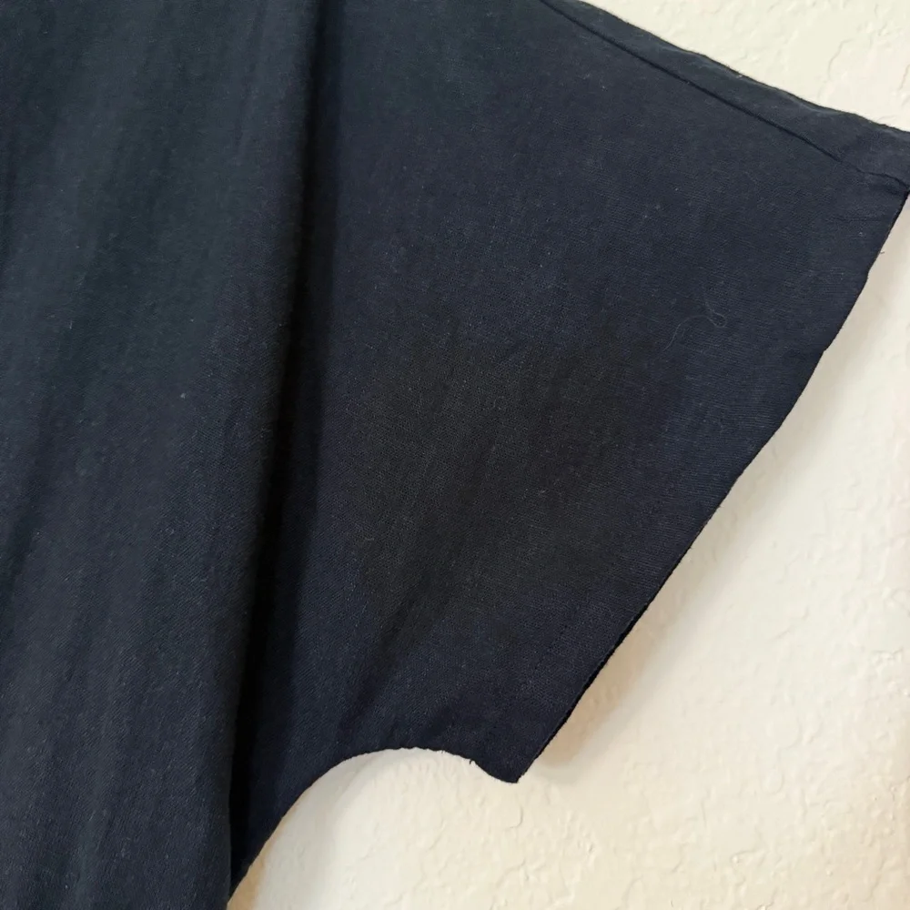 A New Day Black Linen Blend Midi Shirt Dress - Picture 7 of 8